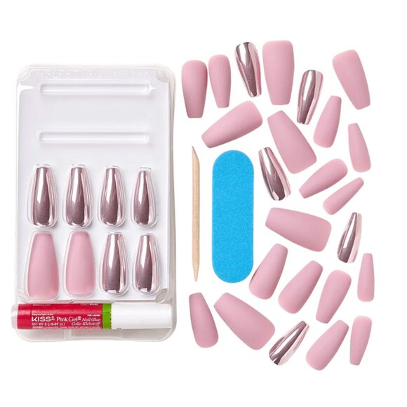 Kiss Voguish Fantasy Metallic Nails Long Length - Gravity - Picture 4 of 5